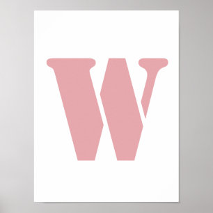 Poster Lettre de monogramme de famille minimaliste rose b