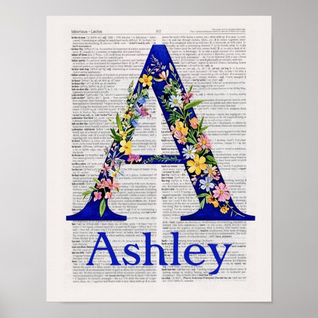 Poster Lettre de personnalisation A noms Ashley (Devant)