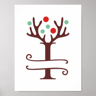Poster Lettre de rennes personnalisée I Monogramme fracti