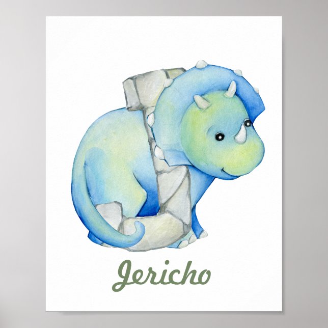Poster Lettre Dinosaure Dinosaure Cute Décor Personnalisé (Devant)