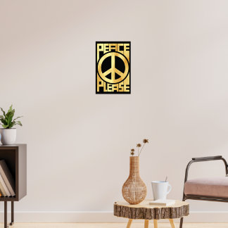 Poster Lettre dorée douce Paix S'il vous plaît