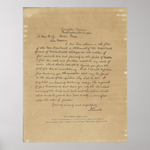 Poster Lettre du Président Abraham Lincoln à Mme Bixby