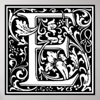 Lettre E Monogramme médiéval Vintage
