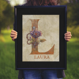 Poster LETTRE FLEURIE DE Steampunk L