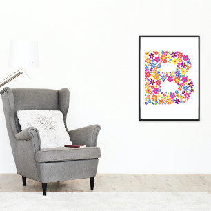 Poster LETTRE Florale B Fleurs de monogrammes