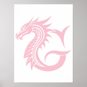 Poster Lettre G de style dragon, Alphabet du dragon, Mono