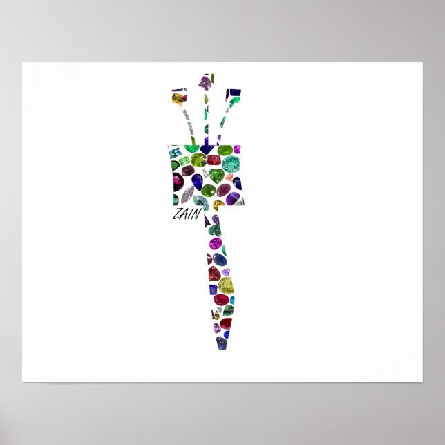 Poster LETTRE HÉBRAÏQUE ZAIN Fabriquée avec des pierres p (Devant)