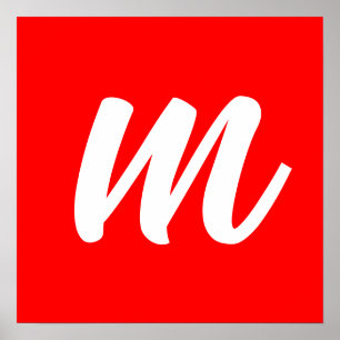 Poster LETTRE INITIALE CalliGRAPHIQUE BLANCHE ROUGE