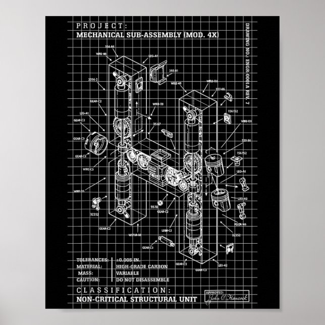 Poster Lettre initiale de monogramme d'ingénierie d'ingén (Devant)