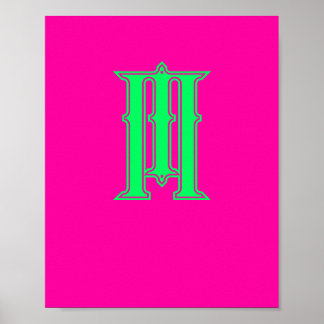 Poster Lettre Initiale Monogramme Moderne Élégant Rose Ve