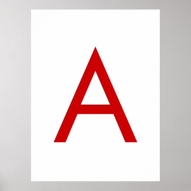 Poster Lettre initiale Monogramme rouge blanc moderne cla (Devant)