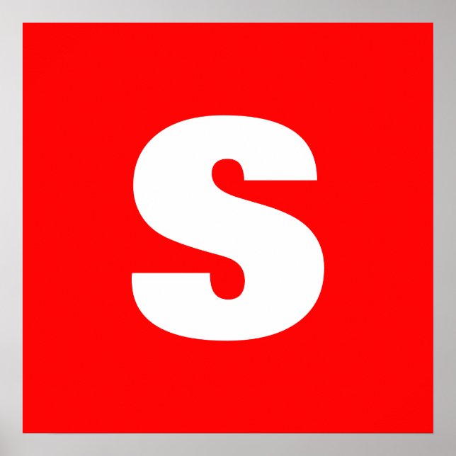 Poster Lettre initiale Monogramme Style moderne Rouge Bla (Devant)