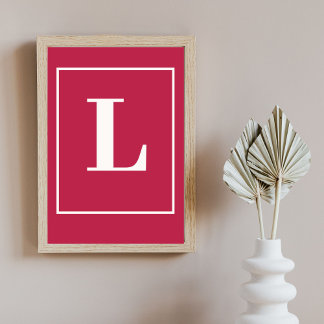 Poster Lettre initiale |Style moderne Monogramme rose