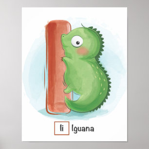 Poster LETTRE Iquana BLANC METE POSTE animal