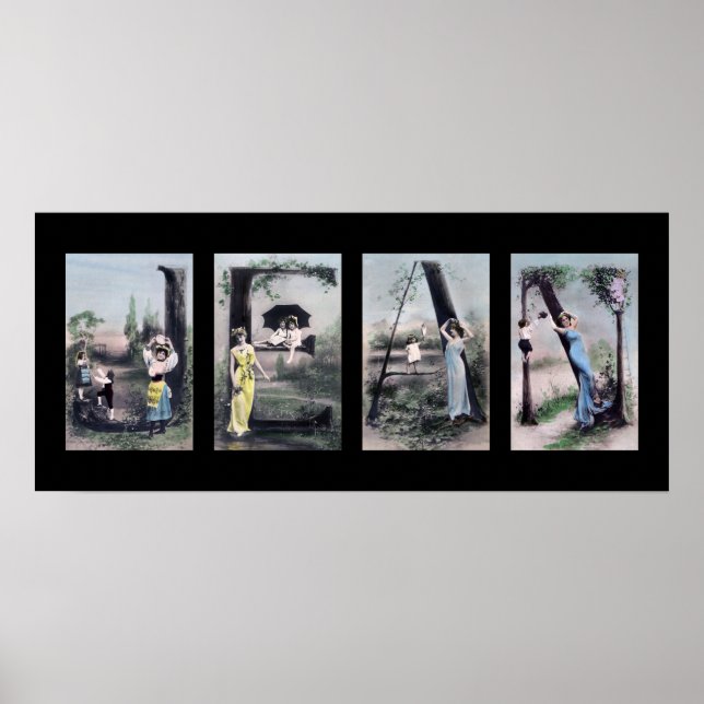 Poster LETTRE JEAN Vintage Alphabet Nom (Devant)