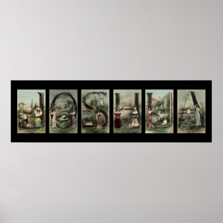 Poster LETTRE JOSHUA Alphabet Nom Art