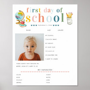 Poster Lettre Joyeuse Moderne   1er Jour d'École