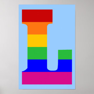 Poster Lettre L d'arc-en-ciel