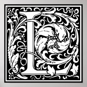 Poster Lettre L Monogramme médiéval Art Nouveau