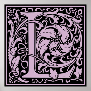 Poster Lettre L Monogramme médiéval Vintage