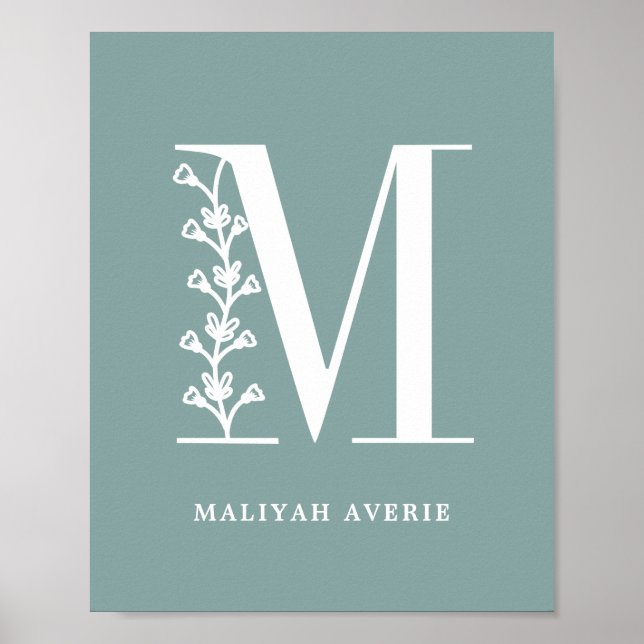 Poster Lettre M Nom Pépinière Florale Couleur Personnalis (Devant)