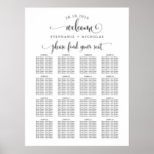 Poster Lettre main Welcome Chic Mariage Sein Chart