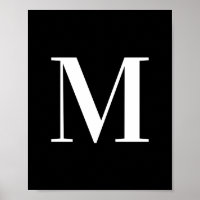 Lettre majuscule M Monogramme blanc et noir