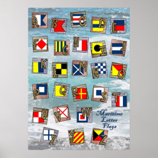 Poster LETTRE MARITIME NAUTIQUE Drapeaux
