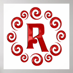 Poster Lettre monogramme R rouge