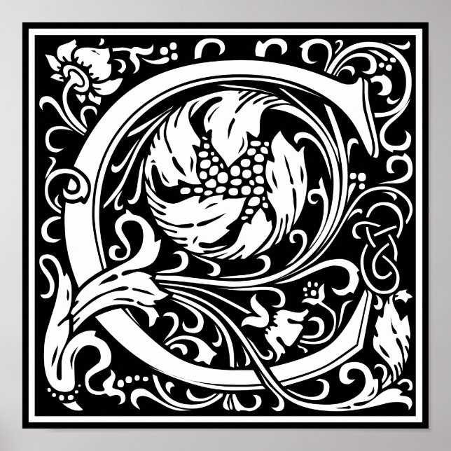 Poster LETTRE MONOGRAPHIQUE Florale Alphabet C (Devant)