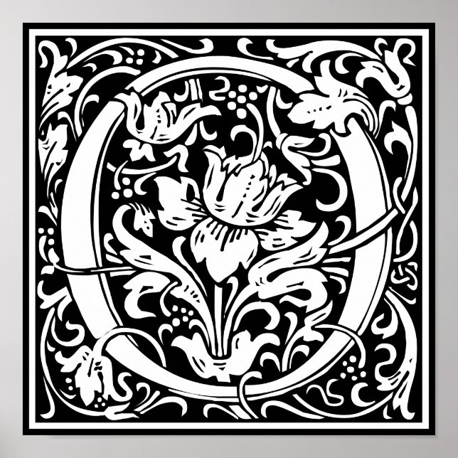 Poster LETTRE MONOGRAPHIQUE Florale Alphabet O (Devant)