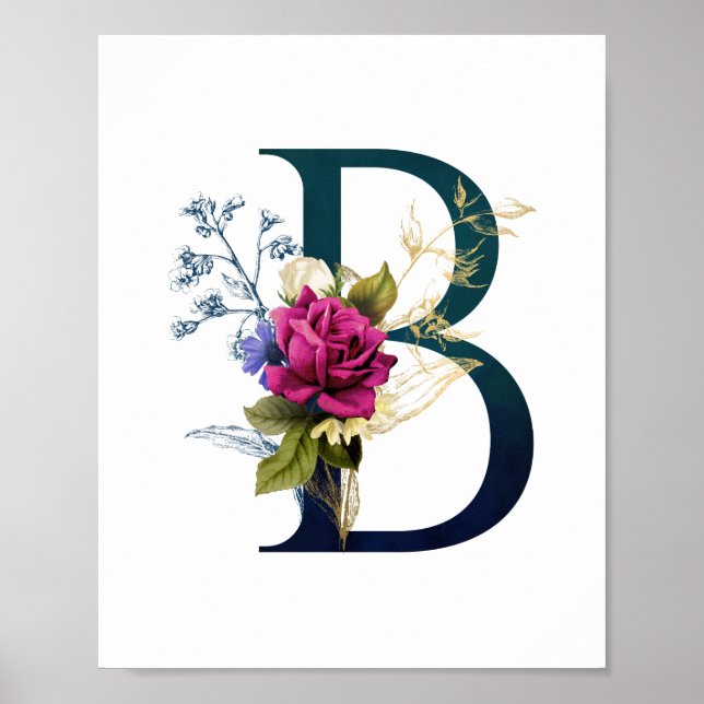 Poster LETTRE MONOGRAPHIQUE Florale B (Devant)