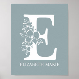 Poster LETTRE MONOGRAPHIQUE Florale E Nom Pépinière Moder