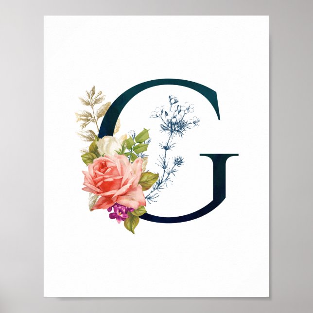 Poster LETTRE MONOGRAPHIQUE Florale G (Devant)