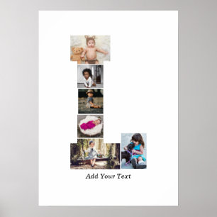 Poster Lettre noire et blanche L Photo Collage