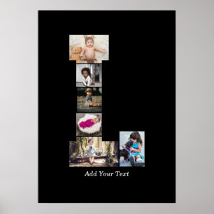 Poster Lettre noire et blanche L Photo Collage
