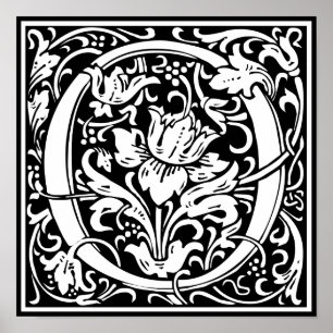 Poster Lettre O Monogramme médiéval Vintage Initialv