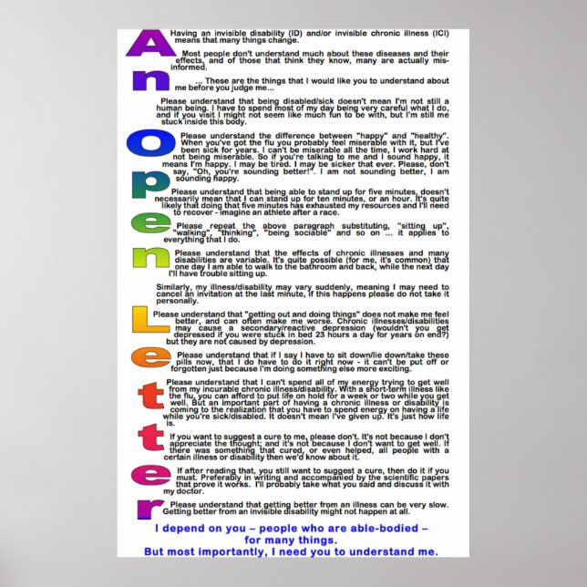 Poster Lettre Ouverte Aux Personnes Sans Maladie Chroniqu (Devant)