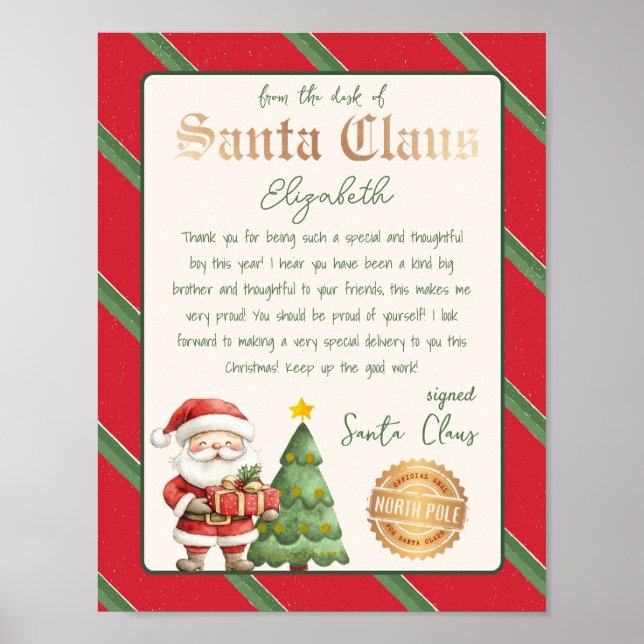 Poster Lettre Père Noël du bureau du Père Noël (Devant)