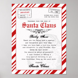 Poster Lettre Père Noël du bureau du Père Noël