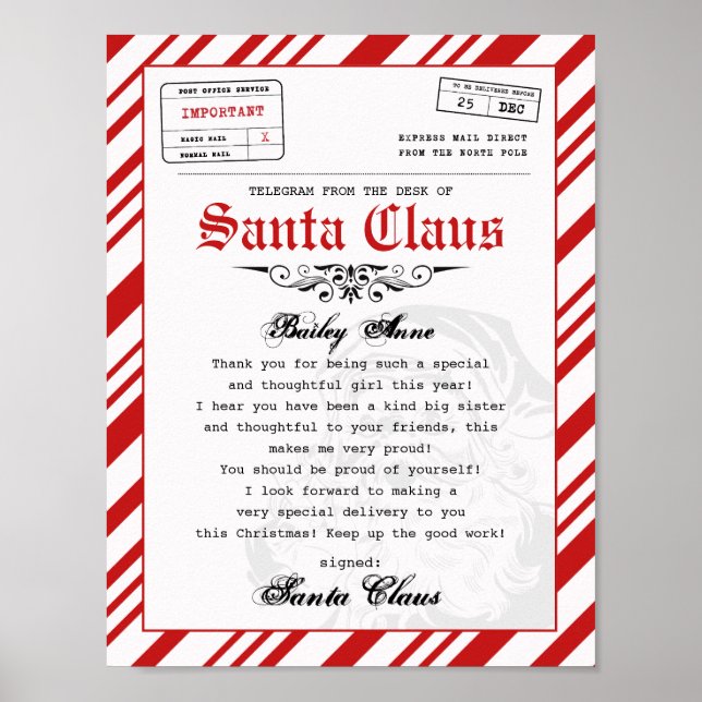 Poster Lettre Père Noël du bureau du Père Noël (Devant)