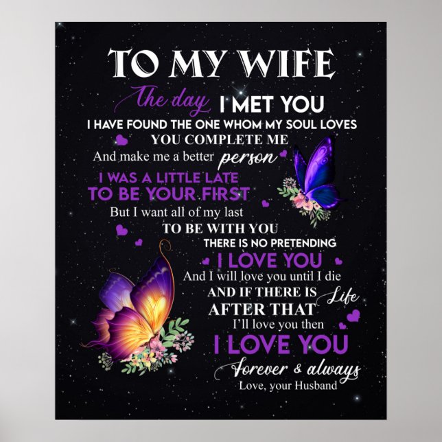 Poster Lettre personnalisée à ma femme, (Devant)