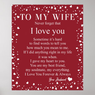 Poster Lettre personnalisée à ma femme,
