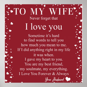 Poster Lettre personnalisée à ma femme, Couple Valentine