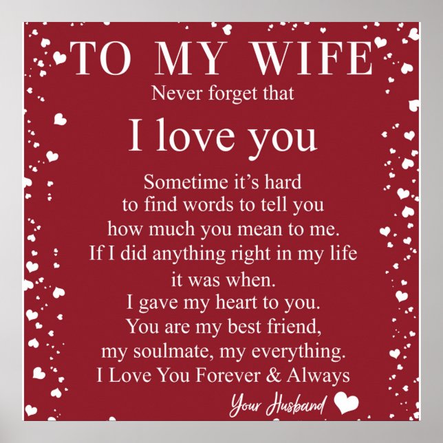 Poster Lettre personnalisée à ma femme, Couple Valentine (Devant)