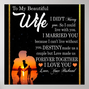 Poster Lettre personnalisée à ma femme, Couple Valentine