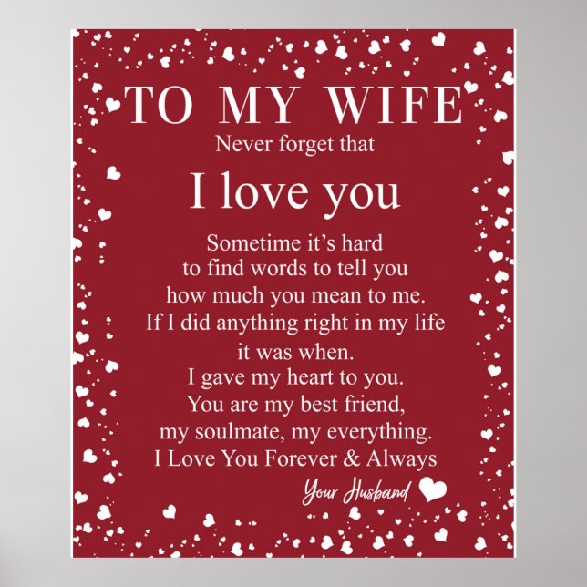 Poster Lettre Personnalisée À Ma Femme De Mari Cadeau (Devant)