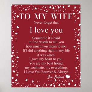Poster Lettre Personnalisée À Ma Femme Du Don Du Mari