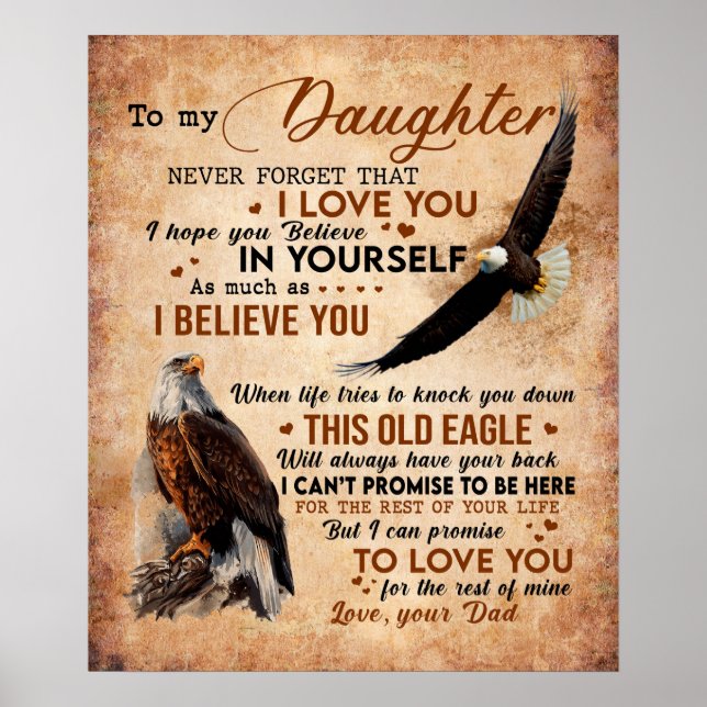 Poster Lettre Personnalisée À Ma Fille De Papa, (Devant)
