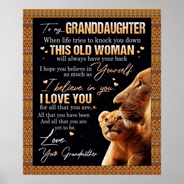 Poster Lettre personnalisée à ma petite-fille de Grand (Devant)